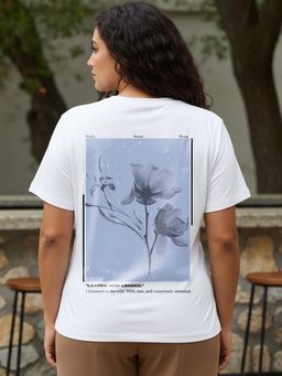 Bewakoof - Women's White Leaf And Loaded Graphic Printed Plus Size T-shirt