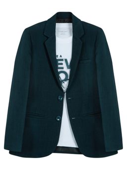 CHARCHIT - Green-Boys Full Sleeve Solid Blazer With T-shirt