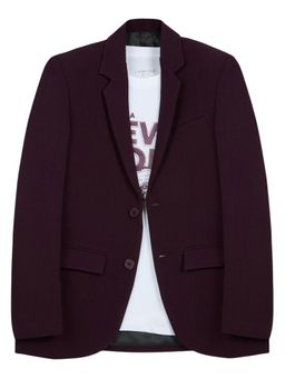 CHARCHIT - Burgundy-Boys Full Sleeve Solid Blazer With T-shirt