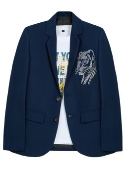 CHARCHIT - Teal-Boys Full Sleeve Party Wear Blazer With T-shirt