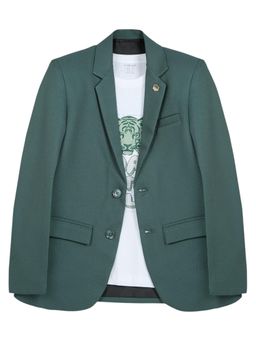CAVIO - Green-Boys Full Sleeve Solid Blazer With T-shirt