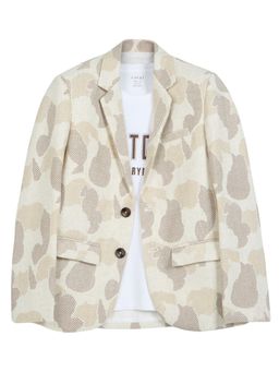 CAVIO - Beige-Boys Full Sleeve Printed Blazer With T-shirt