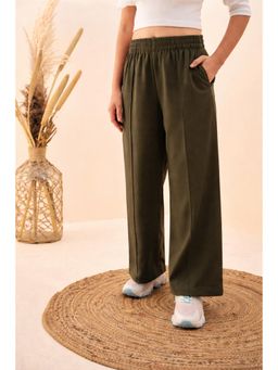 Cherry & Jerry - Girls Relaxed Straight Leg Loose Fit Trousers - Olive