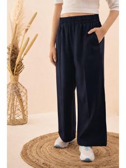 Cherry & Jerry - Girls Relaxed Straight Leg Loose Fit Trousers - Navy Blue
