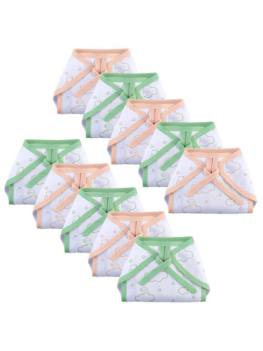 Superbottoms Multi-Color Printed Cotton Nappy (Pack of 10)