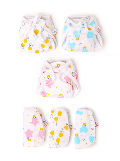 Superbottoms Multi-Color Printed Muslin Nappy (Pack of 6)