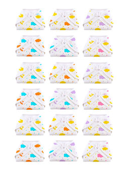 Superbottoms - Multi-Color Printed Cotton Nappy (Pack of 18)