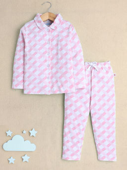 Bumzee - Pink Printed Comfortable Shirt and Pyjama (Set of 2)