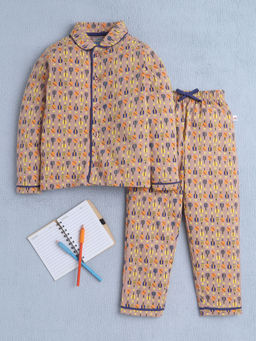 Bumzee - Brown Printed Comfortable Shirt and Pyjama (Set of 2)