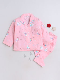 The Magic Wand - Pink Printed Regular Shirt and Pyjama (Set of 2)