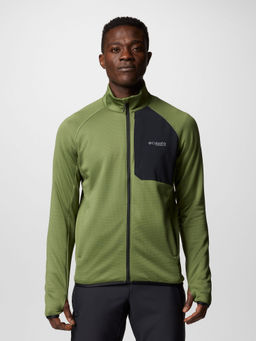 Columbia - Men Green Omni Wick Triple Canyon Grid Fleece Full Zip Ii Jacket