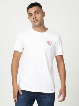 Lee - Men Printed White Crew Neck T-Shirt (Regular)