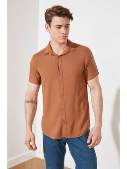 Trendyol - Man Brown Casual Shirt