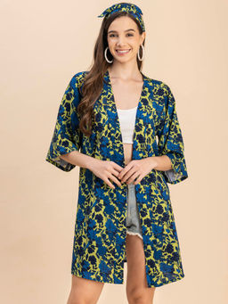 Moomaya - Women Comfortable Fit Rayon Floral Green Shrug