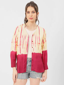 Moomaya - Women Free Fit Rayon Tie & Dye Multi-Color Shirt