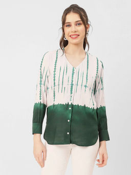 Moomaya - Women Free Fit Rayon Tie & Dye Multi-Color Shirt