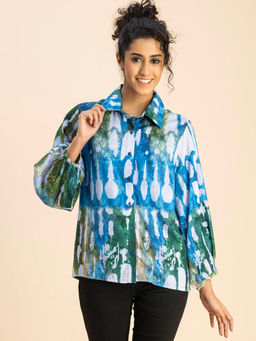 Moomaya - Women Free Fit Rayon Tie & Dye Multi-Color Shirt