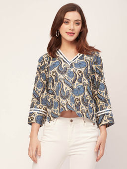 Moomaya - Women Comfortable Fit Cotton Floral Multi-Color Top