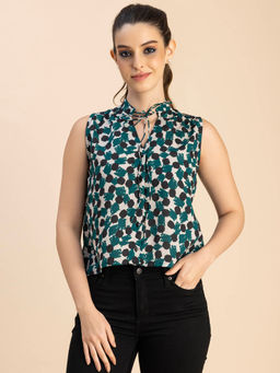 Moomaya - Women Comfortable Fit Cotton Printed Multi-Color Top