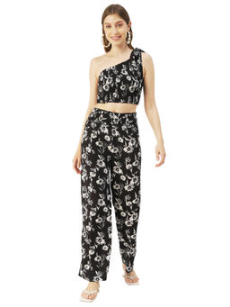 Moomaya - Women Comfortable Fit Rayon Floral Black Co-Ord (Set of 2)