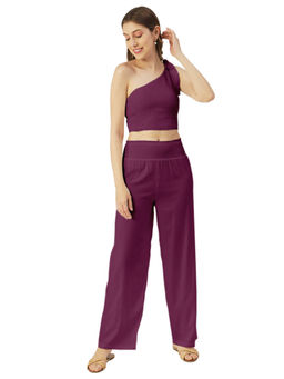 Moomaya - Women Comfortable Fit Rayon Solid Purple Co-Ord (Set of 2)