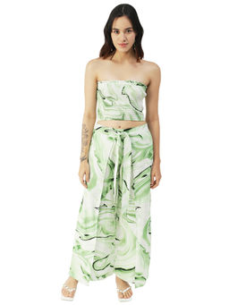 Moomaya - Women Semi-Fit Rayon Printed White Co-Ord (Set of 2)