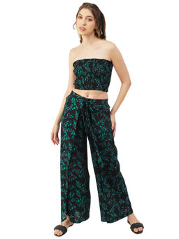 Moomaya - Women Semi-Fit Rayon Printed Black Co-Ord (Set of 2)