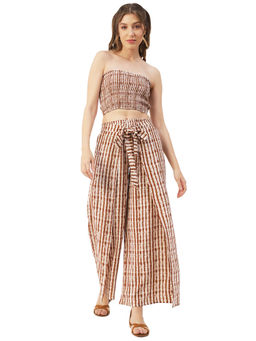 Moomaya - Women Semi-Fit Rayon Printed Brown Co-Ord (Set of 2)