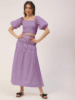 Moomaya - Women A-Line Poplin Solid Lavender Co-Ord (Set of 2)