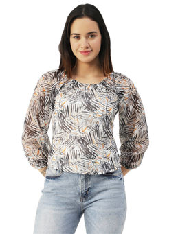 Moomaya - Women A-Line Georgette Printed Multi-Color Top