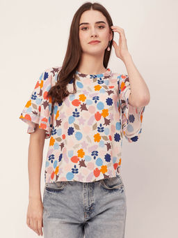 Moomaya - Women A-Line Rayon Floral Multi-Color Top