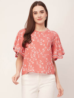 Moomaya - Women A-Line Rayon Paisley Pink Top