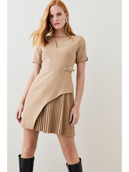 Karen Millen - Tailored Military Pleat Short Sleeve Mini Dress