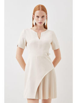 Karen Millen - Tailored Military Pleat Short Sleeve Mini Dress