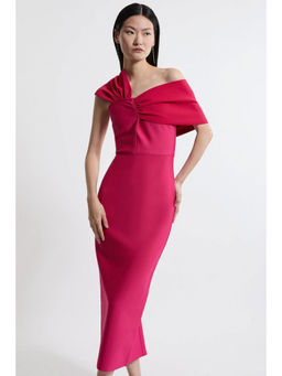 Karen Millen - Figure Form Bandage Asymmetric Strap Knit Midi Dress