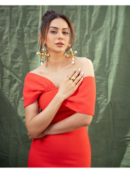 Karen Millen - Figure Form Bandage Asymmetric Strap Knit Midi Dress