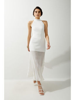 Karen Millen - Viscose Blend Knit Halter Neck Sheer Dress