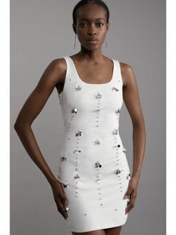 Karen Millen - Embellished Stretch Cotton Mini Dress