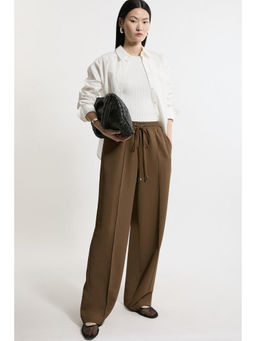 Karen Millen - Twill Tie Waist Woven Straight Leg Trouser