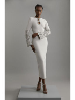Karen Millen - Figure Form Bandage Knit Embellished Wide Sleeve Maxi Dress