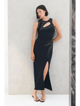 Karen Millen - Embellished Figure Form Bandage Sleeveless Knit Maxi Dress
