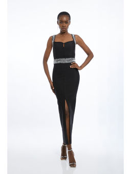 Karen Millen - Bandage Figure Form Knit Embellished Maxi Dress