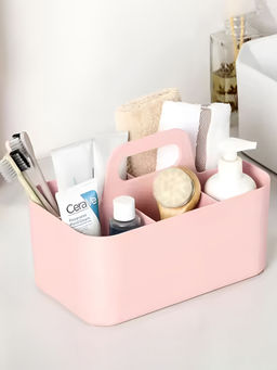 DecorTwist - Pink Multi-Functional Plastic Desk Organizer 5 Compartments