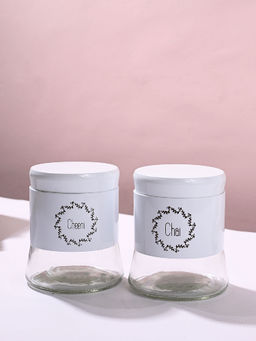 Voncasa - Glossy White Tea & Sugar Jar (Set Of 2)