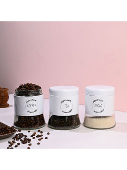 Voncasa - Glossy White Jars (Set Of 3)