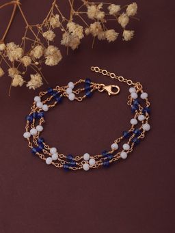 Carlton London - Women Rose Gold-Plated Blue Brass Charm Bracelet FJB3816