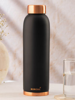 Borosil - 1L Colour Copper Bottle 100 % Pure Copper Leakproof Water Bottle Black
