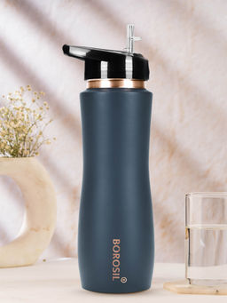 Borosil - 750Ml Colour Copper Sipper Bottle 100% Pure Copper Bpa Free & Leakproof Grey