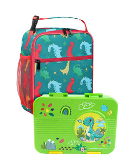 Little Surprise Box - 2 Pcs Dino Lunchbag & Bento Lunch Box For Kids