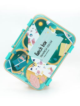 Little Surprise Box - Teal & Mustard Meow Compact Tiffin Lunch Box For Kids